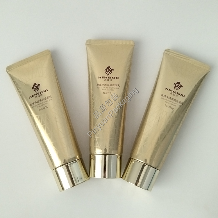 D40 120ml Facial Cleanser High-gloss ABL Cosmetic Tube with Golden Screw Cap