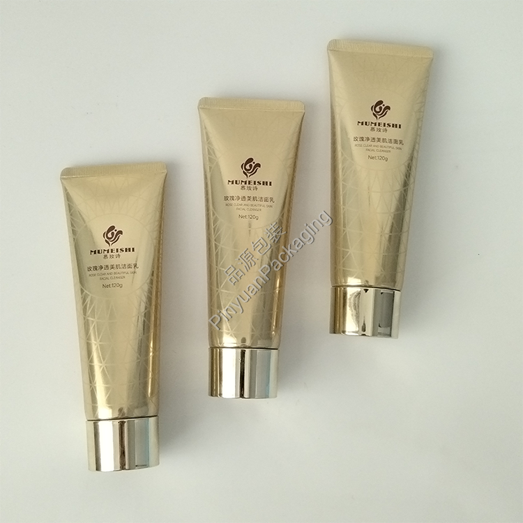 D40 120ml Facial Cleanser High-gloss ABL Cosmetic Tube with Golden Screw Cap