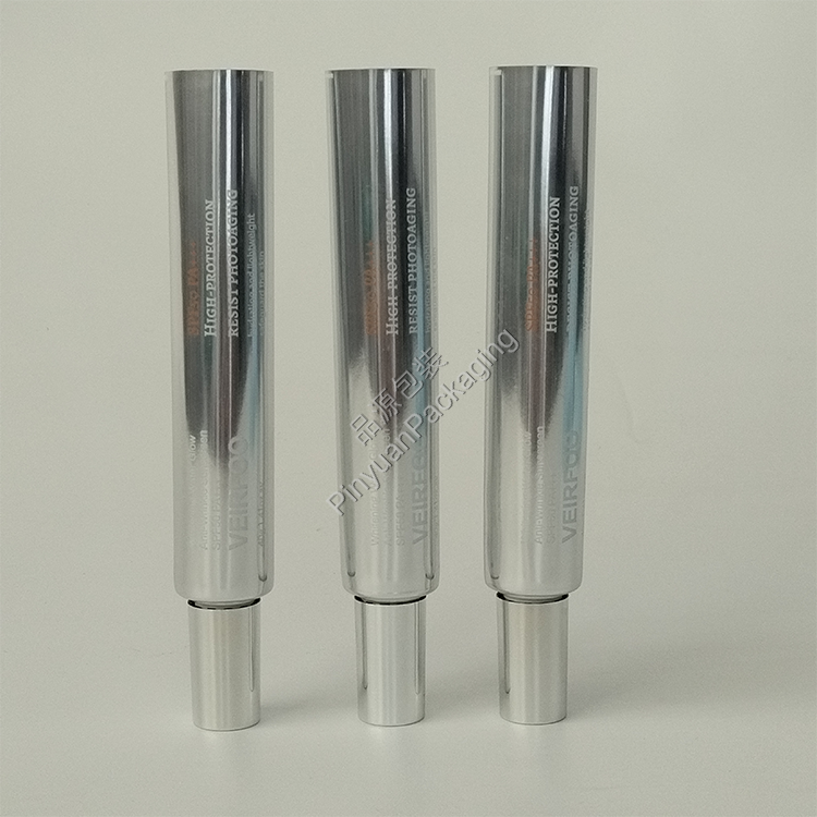 D25 40ml Sunscreen Cream High-gloss ABL Cosmetic Tube with Silver Cylindrical Cap
