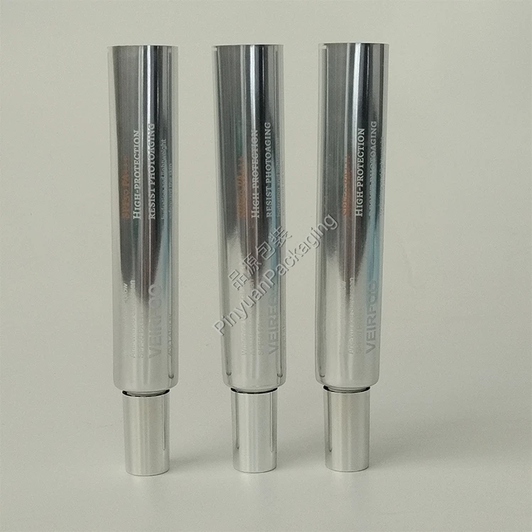 D25 40ml Sunscreen Cream High-gloss ABL Cosmetic Tube with Silver Cylindrical Cap