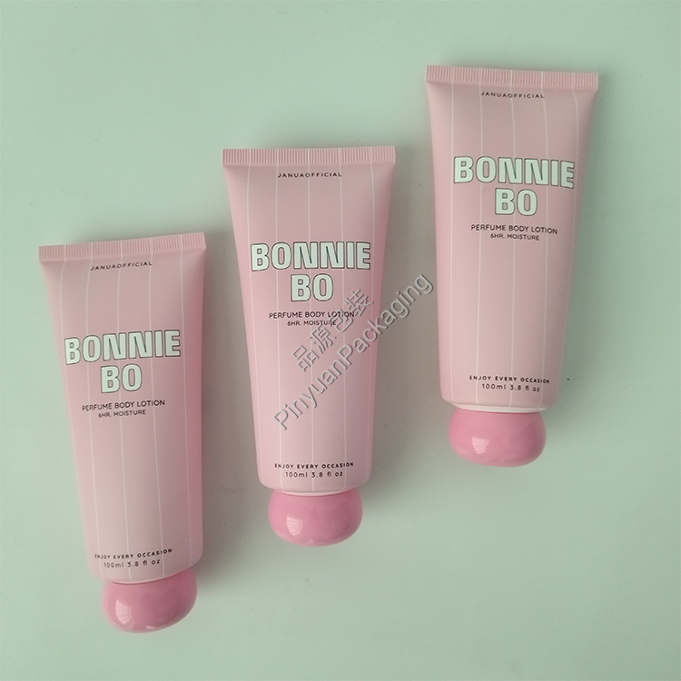 D40 100ml Body Lotion PE Cosmetic Tube with Pink Screw Cap
