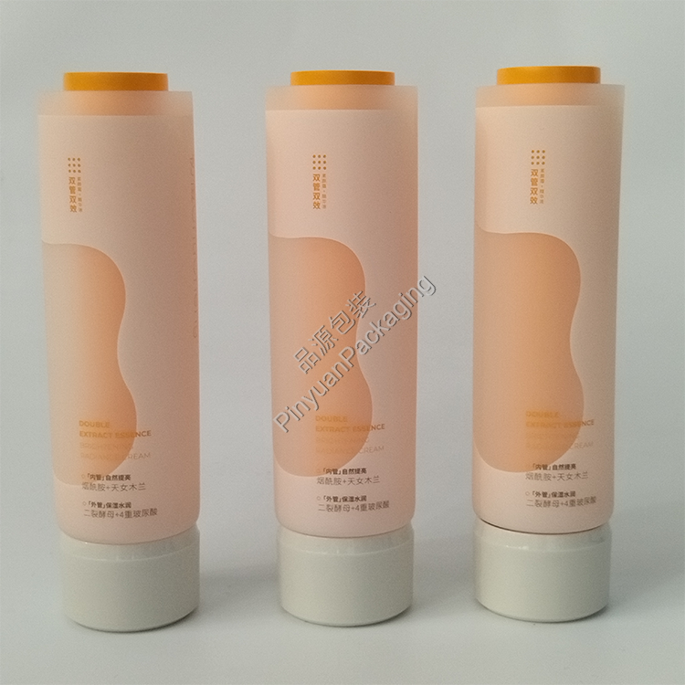 D50+D35 150ml Extract Essence Cream PE Double Cosmetic Tube with Screw Cap