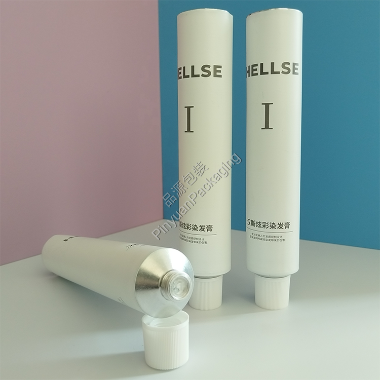 D35 120ml Hair Color Cream Pure Aluminum Cosmetic Tube with Striped Screw Cap