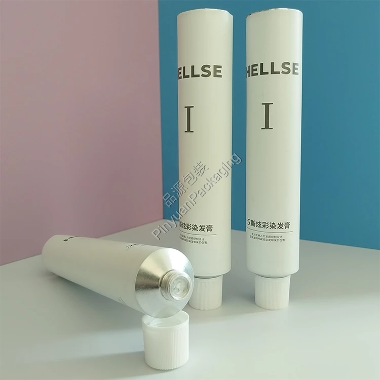 D35 120ml Hair Color Cream Pure Aluminum Cosmetic Tube with Striped Screw Cap