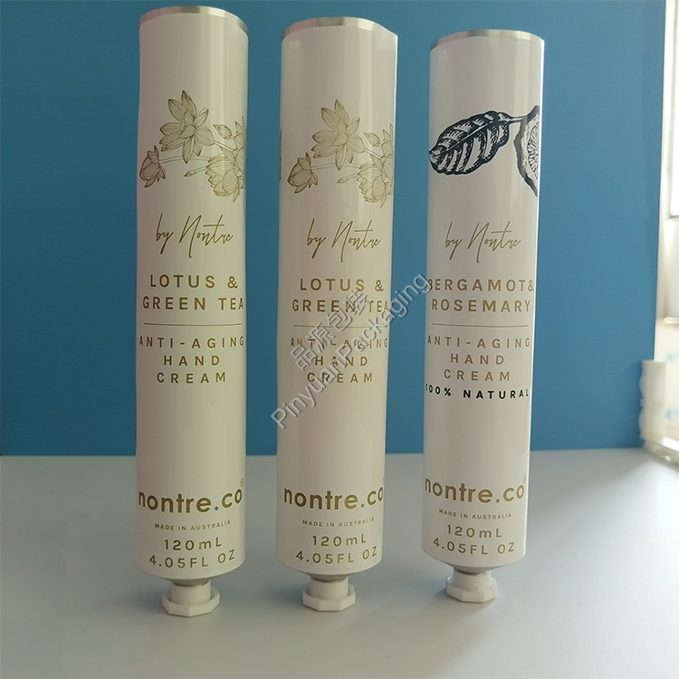 D35 120ml Hand Cream Pure Aluminum Cosmetic Tube with Octagonal Cap