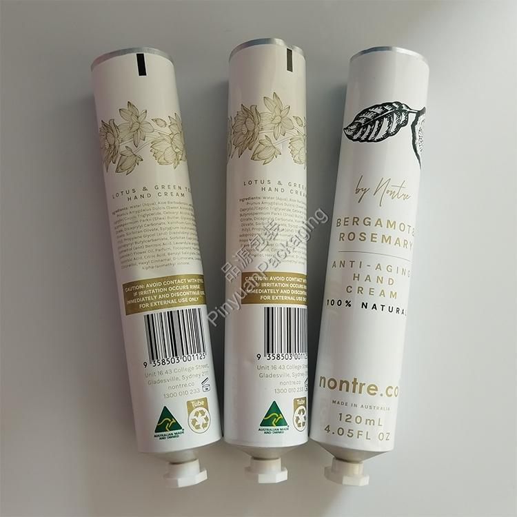 D35 120ml Hand Cream Pure Aluminum Cosmetic Tube with Octagonal Cap
