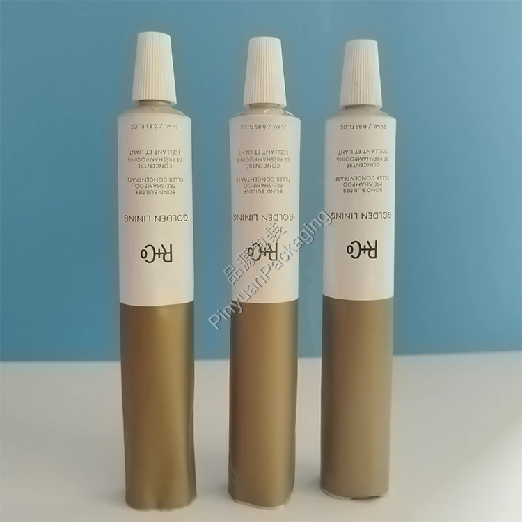 D22 25ml Haircare Cream Pure Aluminum Cosmetic Tube with Striped Screw Cap