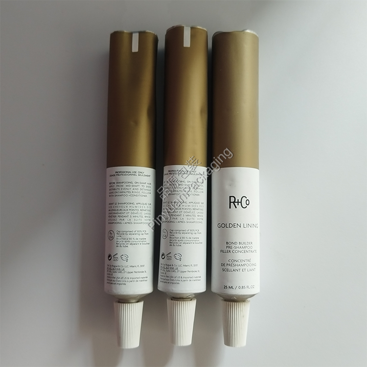 D22 25ml Haircare Cream Pure Aluminum Cosmetic Tube with Striped Screw Cap