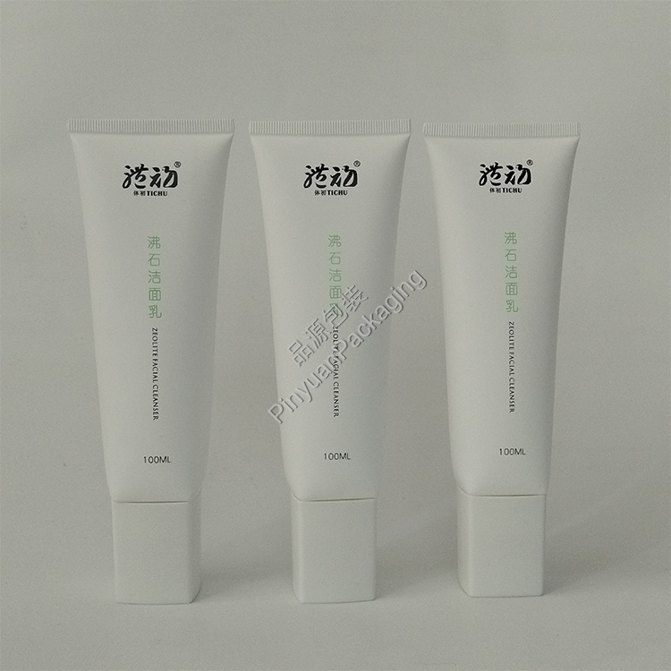D40 100ml Facial Cleanser PE Cosmetic Tube with Square Screw Cap
