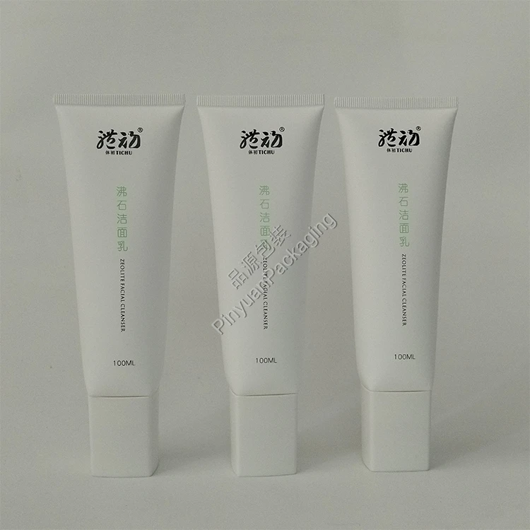 D40 100ml Facial Cleanser PE Cosmetic Tube with Square Screw Cap
