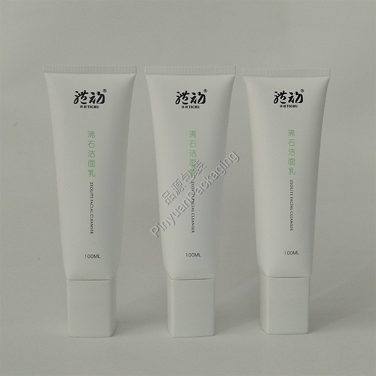 D40 100ml Facial Cleanser PE Cosmetic Tube with Square Screw Cap