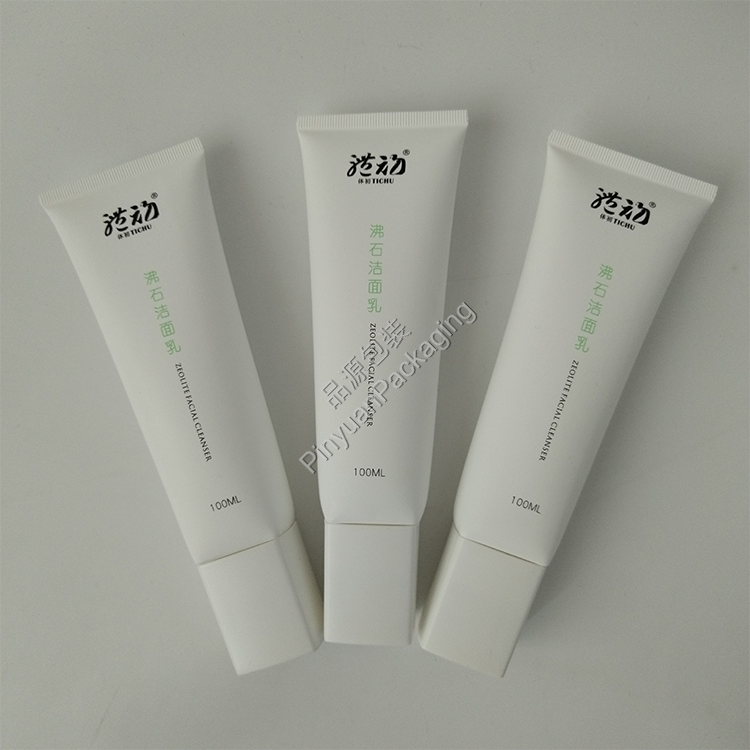 D40 100ml Facial Cleanser PE Cosmetic Tube with Square Screw Cap