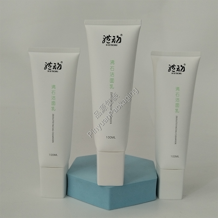 D40 100ml Facial Cleanser PE Cosmetic Tube with Square Screw Cap