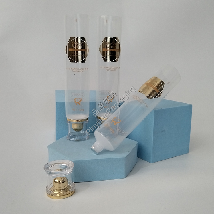 D35 100ml Toothpaste Transparent PE Cosmetic Tube with Acrylic Screw Cap