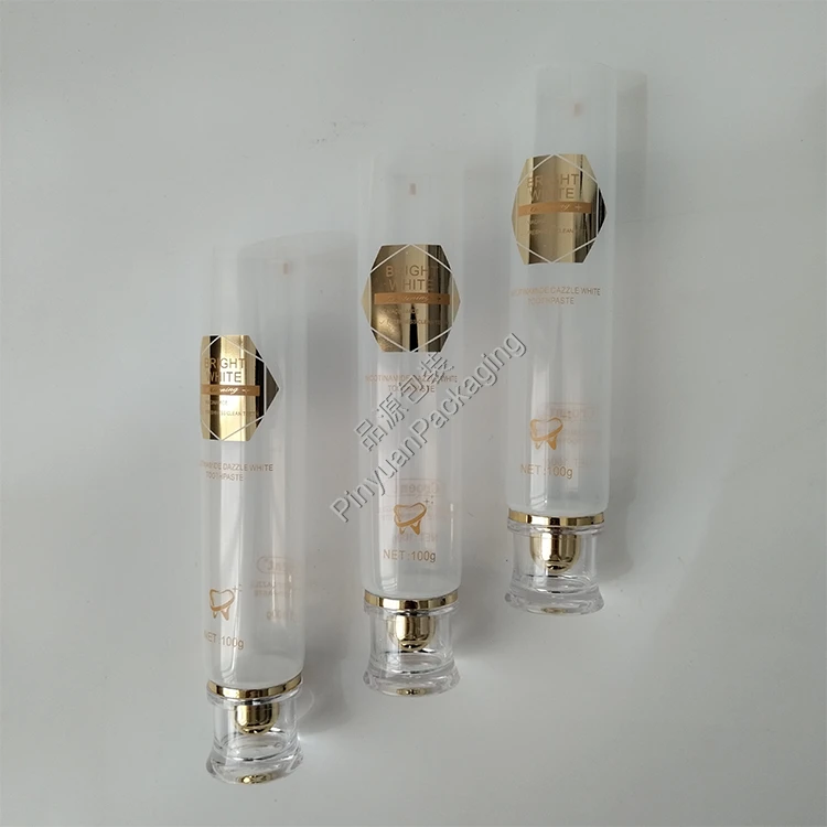 D35 100ml Toothpaste Transparent PE Cosmetic Tube with Acrylic Screw Cap