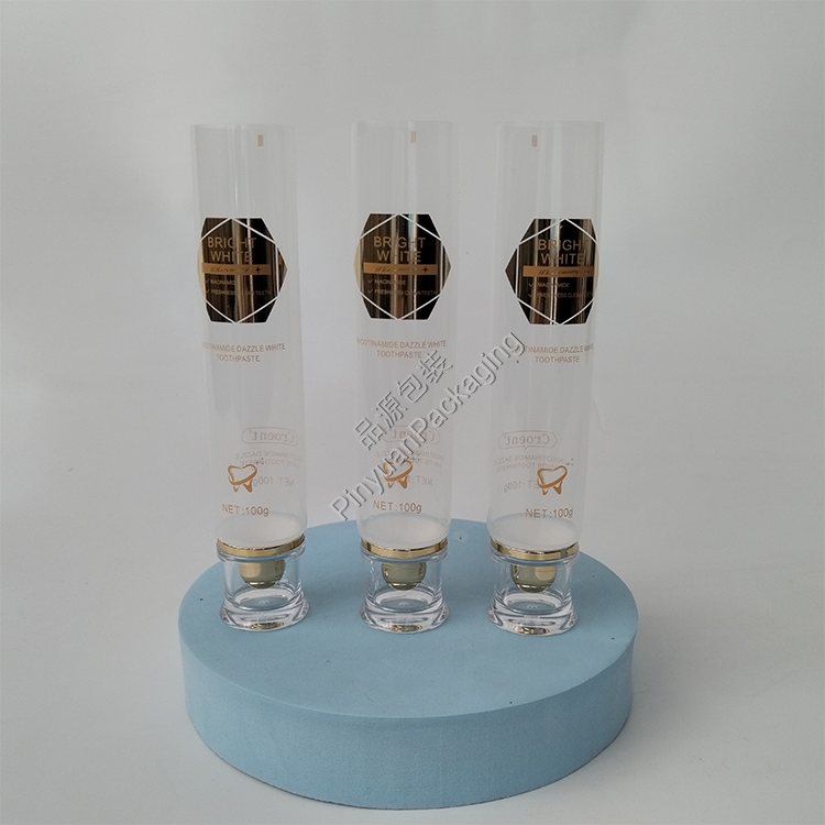 D35 100ml Toothpaste Transparent PE Cosmetic Tube with Acrylic Screw Cap