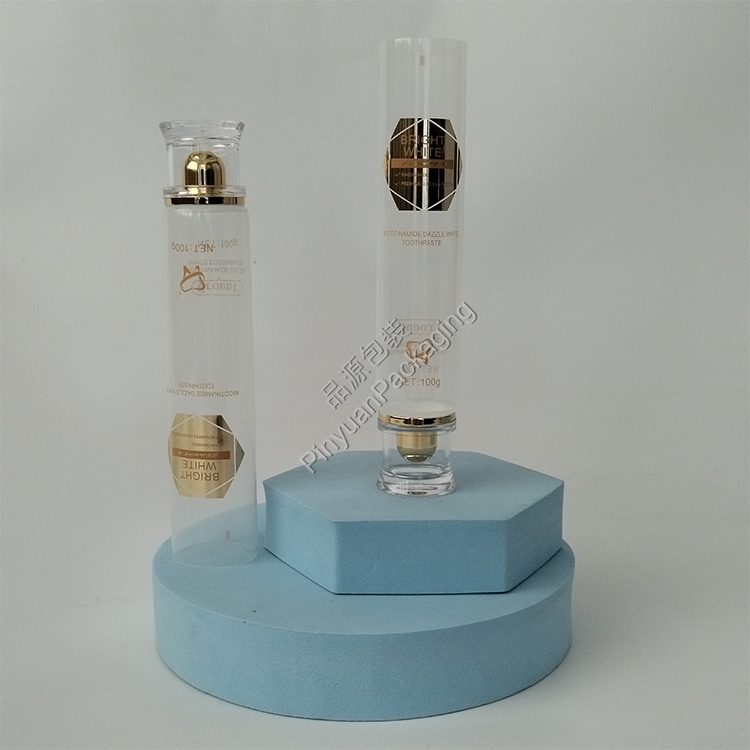 D35 100ml Toothpaste Transparent PE Cosmetic Tube with Acrylic Screw Cap