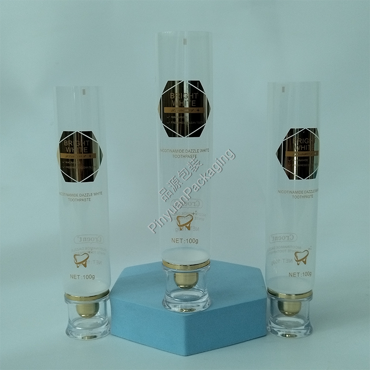 D35 100ml Toothpaste Transparent PE Cosmetic Tube with Acrylic Screw Cap