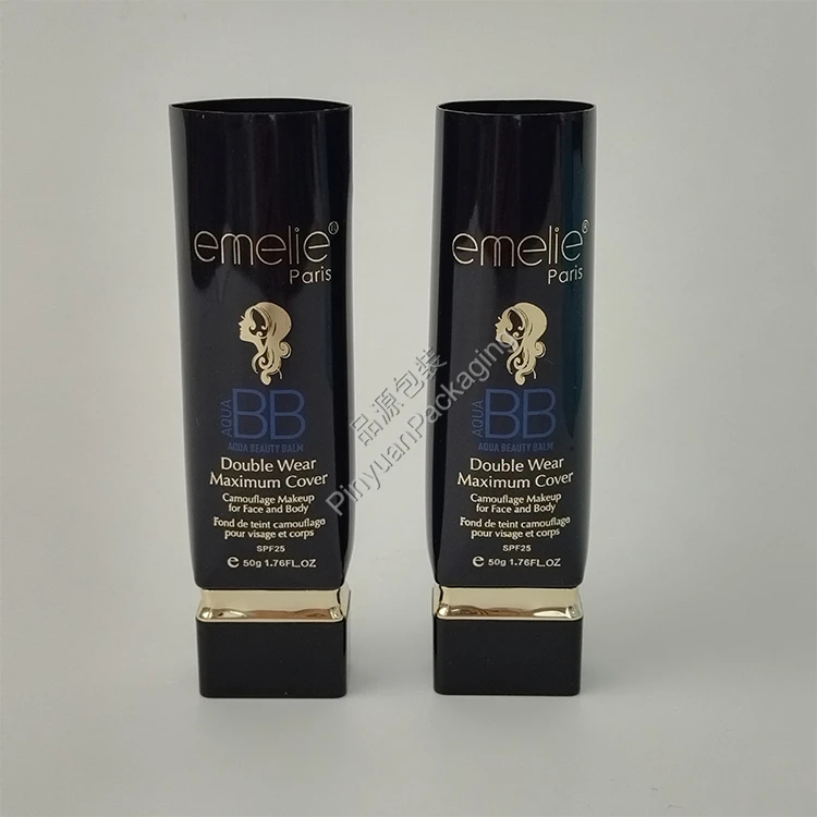 D35 50g Beauty Foundation Makeup PE Cosmetic Tube with Square Srew Cap