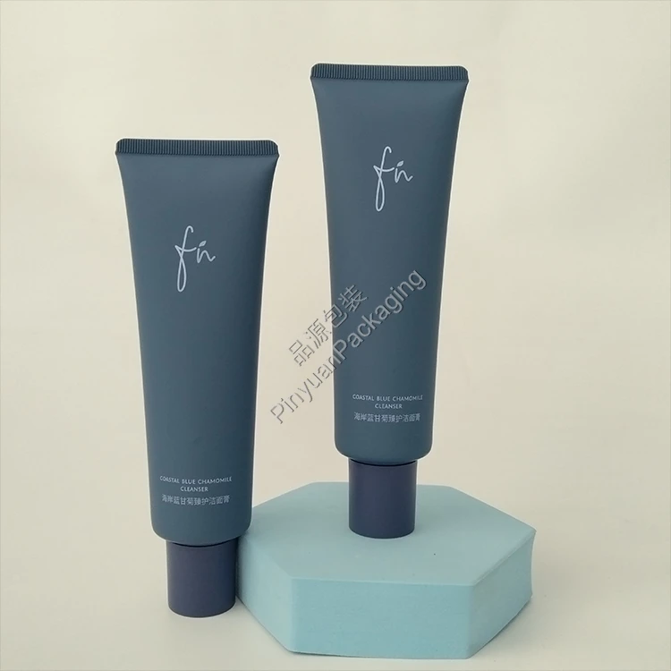 D40 130g Facial Cleanser PE Cosmetic Tube with Blue Cylindrical Cap