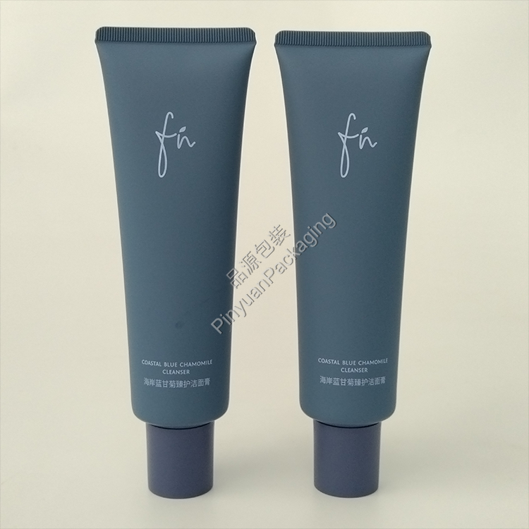 D40 130g Facial Cleanser PE Cosmetic Tube with Blue Cylindrical Cap