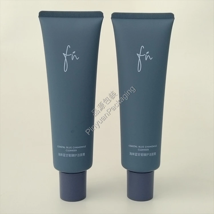 D40 130g Facial Cleanser PE Cosmetic Tube with Blue Cylindrical Cap