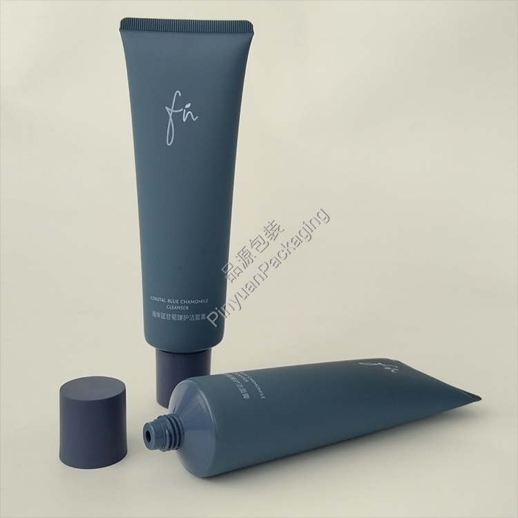 D40 130g Facial Cleanser PE Cosmetic Tube with Blue Cylindrical Cap