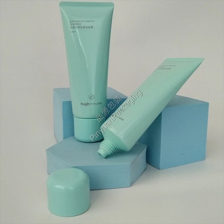 D45 140g Facial Cleanser PE Cosmetic Tube with Cute Blue Cap