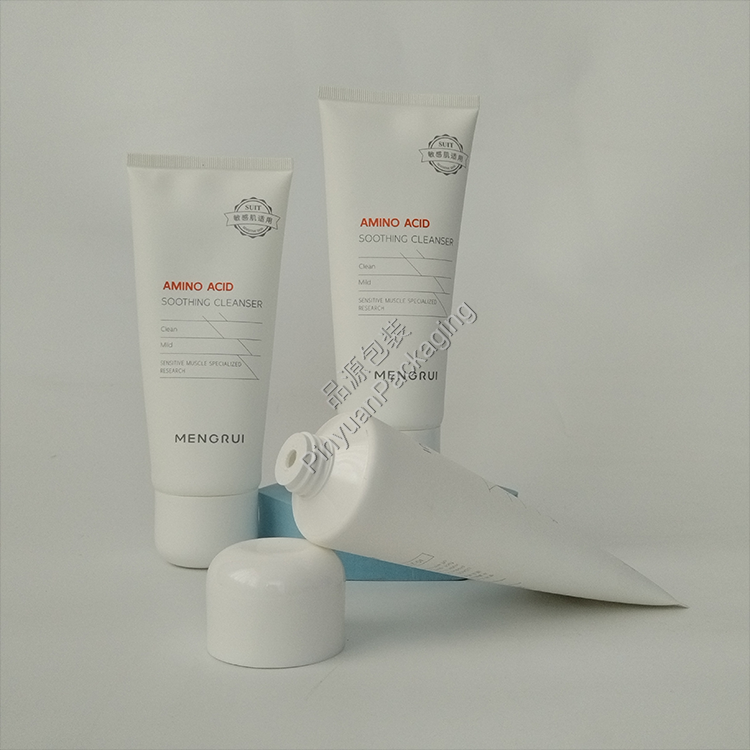 D50 180g Facial Cleanser PE Cosmetic Tube with Cute White Cap