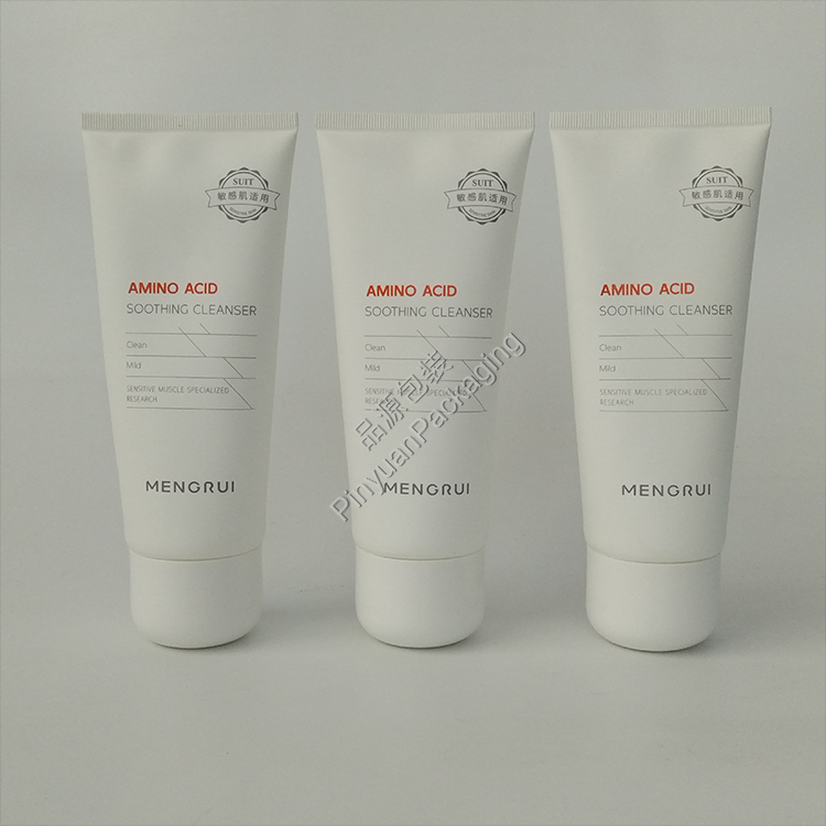 D50 180g Facial Cleanser PE Cosmetic Tube with Cute White Cap