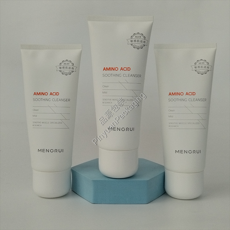 D50 180g Facial Cleanser PE Cosmetic Tube with Cute White Cap