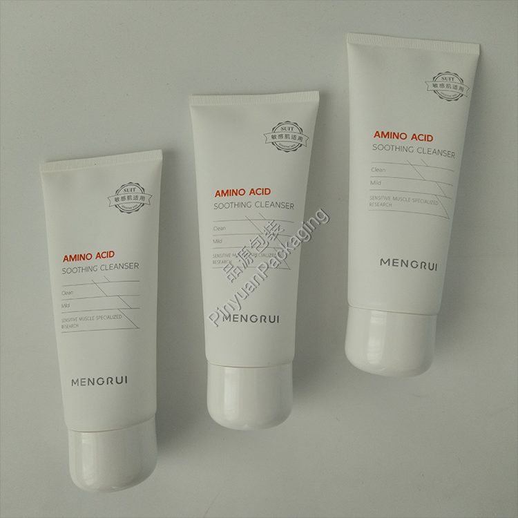 D50 180g Facial Cleanser PE Cosmetic Tube with Cute White Cap