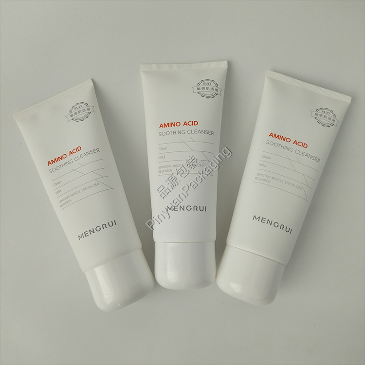 D50 180g Facial Cleanser PE Cosmetic Tube with Cute White Cap