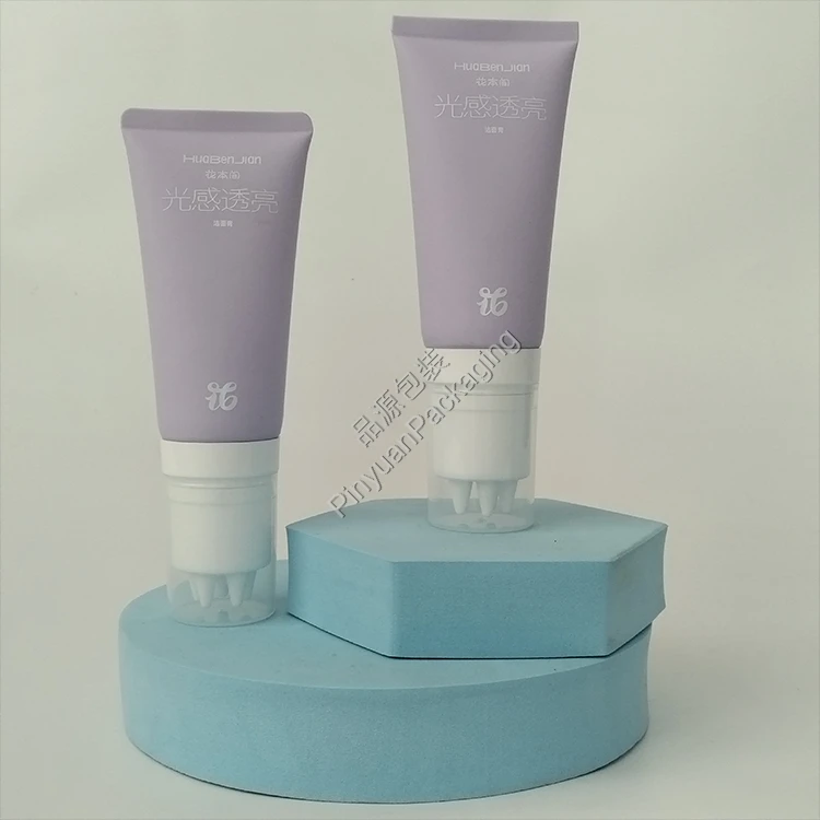 D40 80g Facial Cleanser PE Cosmetic Tube with Multi-point Massage Applicator Cap