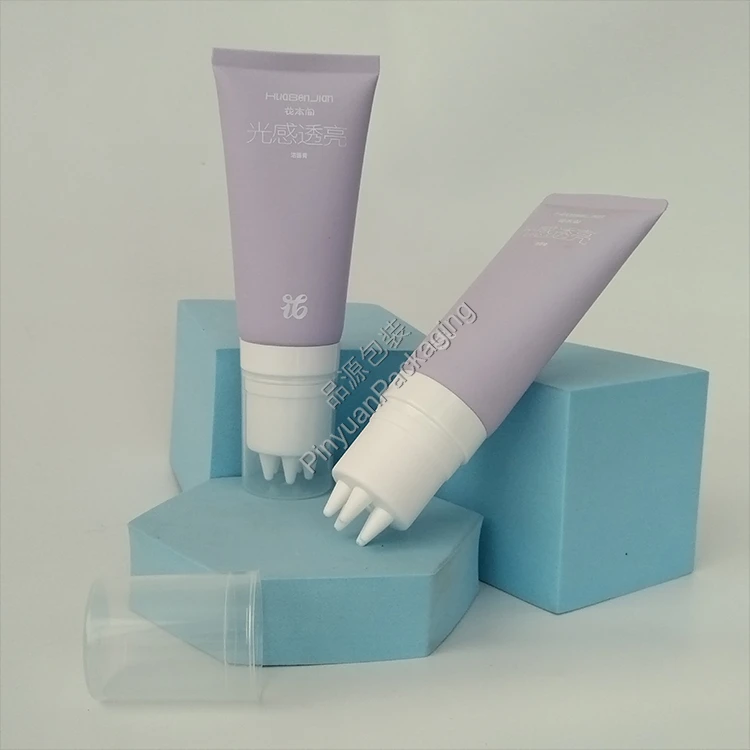D40 80g Facial Cleanser PE Cosmetic Tube with Multi-point Massage Applicator Cap