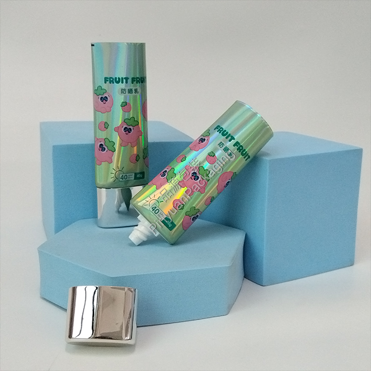 D30 40g Sunscreen Cream Laser ABL Cosmetic Tube with Oval Silver-plated Screw Cap