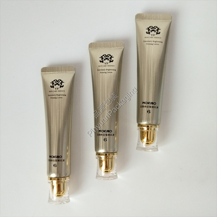D19 15g Skincare Firming Lotion High-gloss Brushed Metal Effect ABL Cosmetic Tube with Acrylic Screw Cap