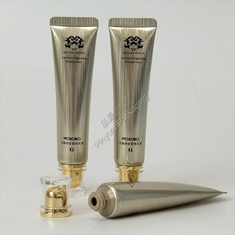 D19 15g Skincare Firming Lotion High-gloss Brushed Metal Effect ABL Cosmetic Tube with Acrylic Screw Cap
