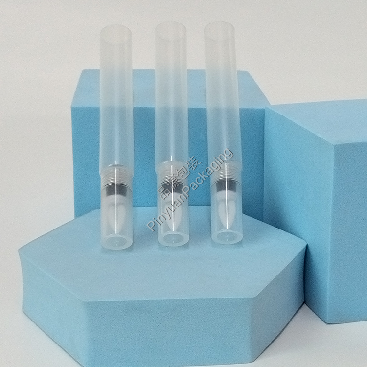 D16 12ml Lipgloss Eye Cream Transparent PE Cosmetic Tube with Flocked Applicator Screw Cap