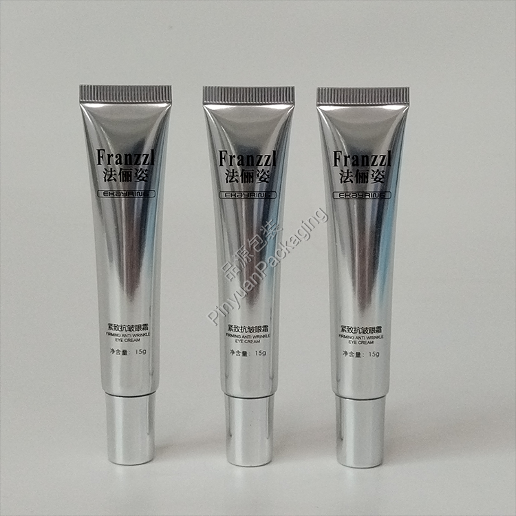 D19 15g Eye Cream High-gloss ABL Cosmetic Tube with Silver-plated Cylindrical Cap