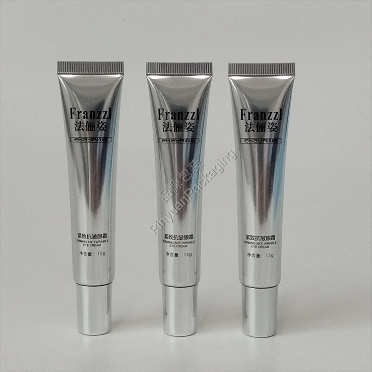 D19 15g Eye Cream High-gloss ABL Cosmetic Tube with Silver-plated Cylindrical Cap
