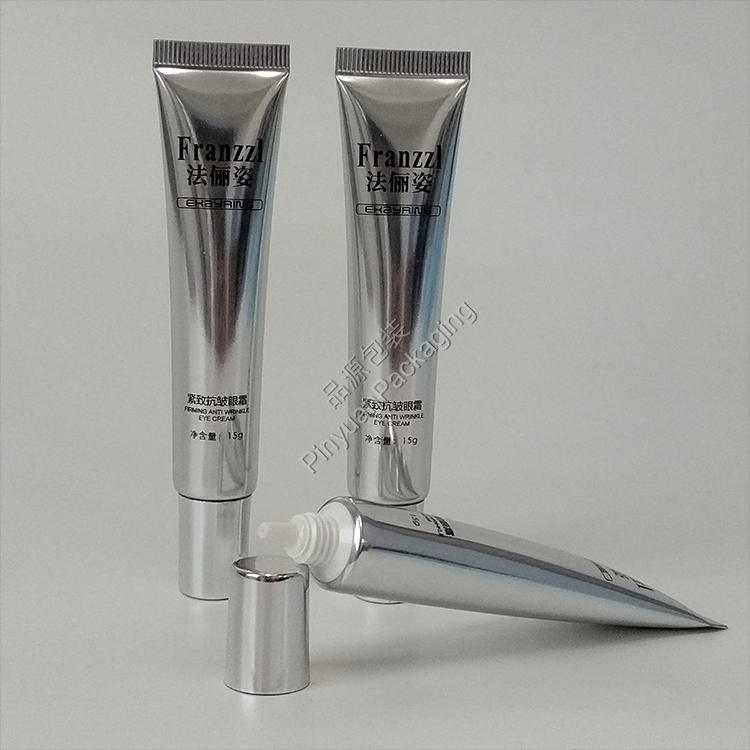 D19 15g Eye Cream High-gloss ABL Cosmetic Tube with Silver-plated Cylindrical Cap