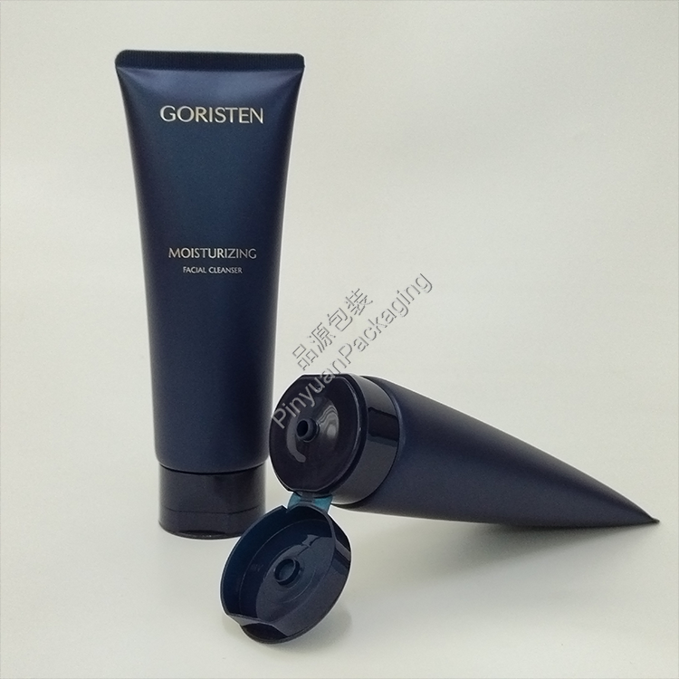 D45 130g Facial Cleanser Pearlescent PE Cosmetic Tube with Dark Blue Korea-style Flip-top Cap