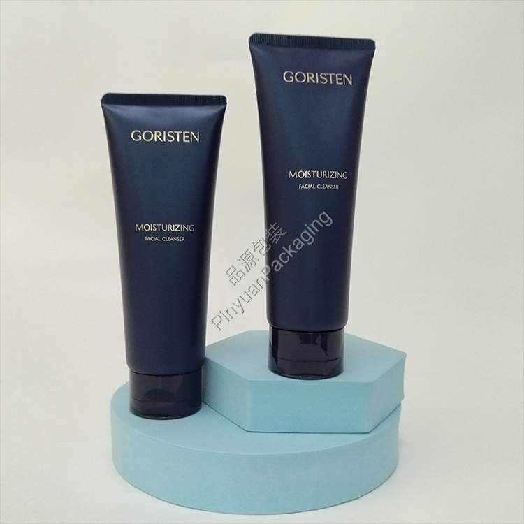 D45 130g Facial Cleanser Pearlescent PE Cosmetic Tube with Dark Blue Korea-style Flip-top Cap