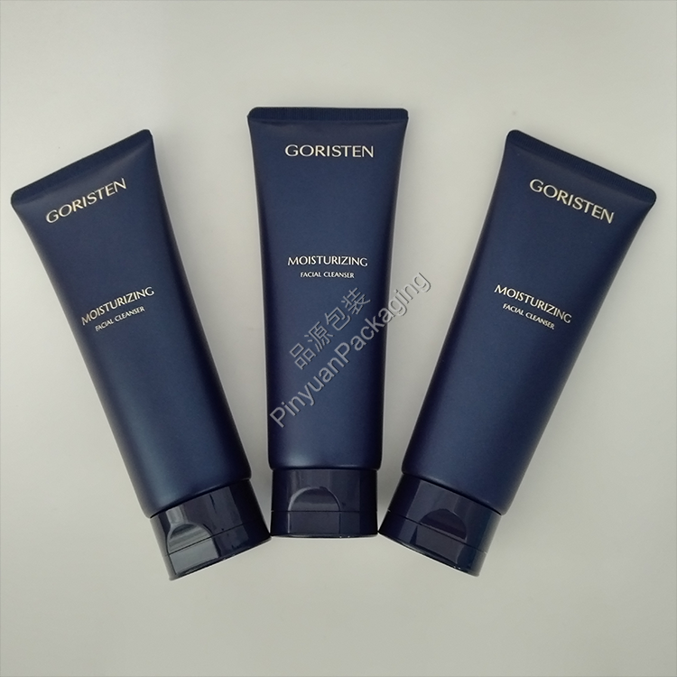 D45 130g Facial Cleanser Pearlescent PE Cosmetic Tube with Dark Blue Korea-style Flip-top Cap
