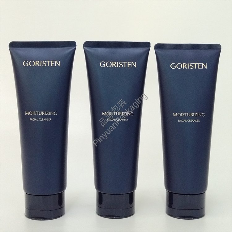 D45 130g Facial Cleanser Pearlescent PE Cosmetic Tube with Dark Blue Korea-style Flip-top Cap