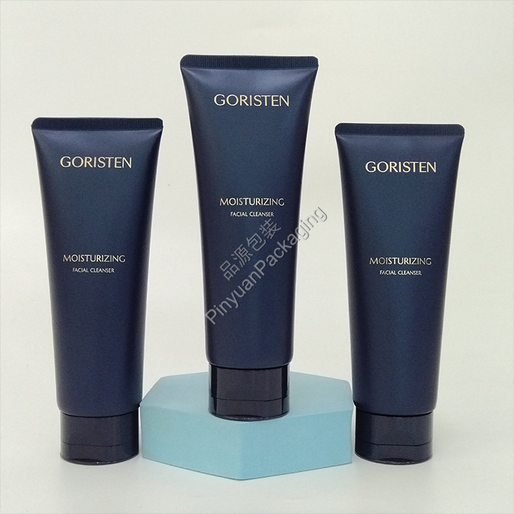 D45 130g Facial Cleanser Pearlescent PE Cosmetic Tube with Dark Blue Korea-style Flip-top Cap