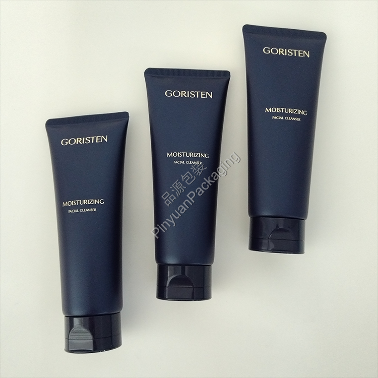 D45 130g Facial Cleanser Pearlescent PE Cosmetic Tube with Dark Blue Korea-style Flip-top Cap