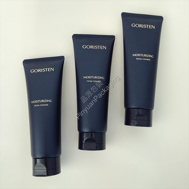 D45 130g Facial Cleanser Pearlescent PE Cosmetic Tube with Dark Blue Korea-style Flip-top Cap