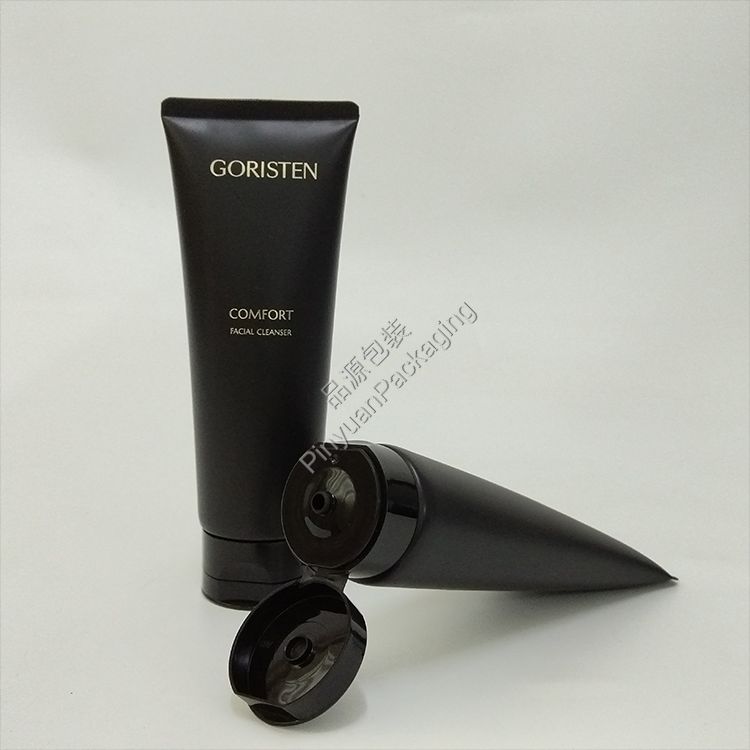 D45 130g Facial Cleanser  PE Cosmetic Tube with Black Korea-style Flip-top Cap